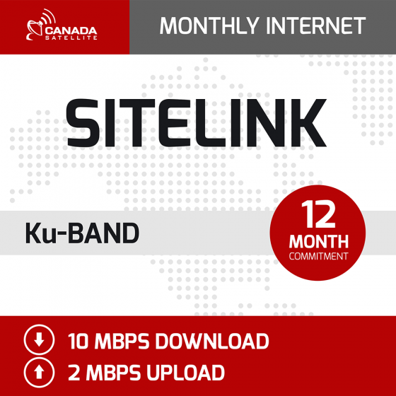 SiteLink Ku Band Monthly Internet - 12 Month Commitment (10 mbps Download / 2 mbps Upload)